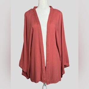 Sim & Sam Flowy Coral Open Front Cardigan